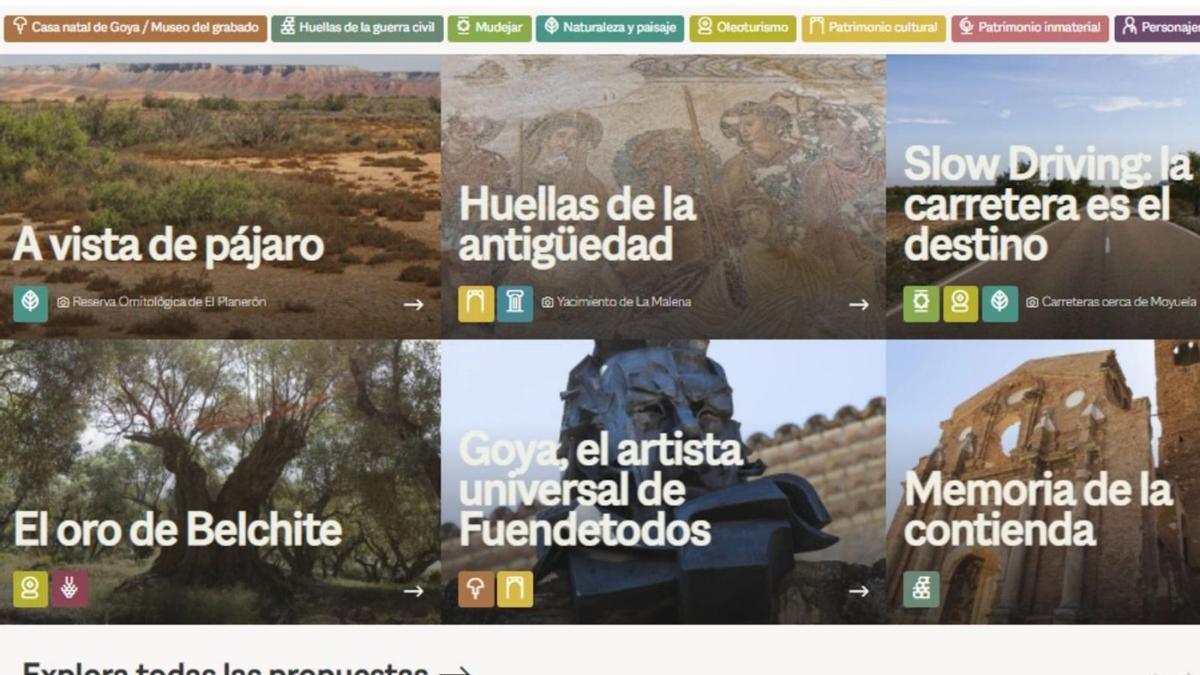 Imagen de la nueva página que va a promocionar los lugares de interés de la comarca para los visitantes. | SERVICIO ESPECIAL