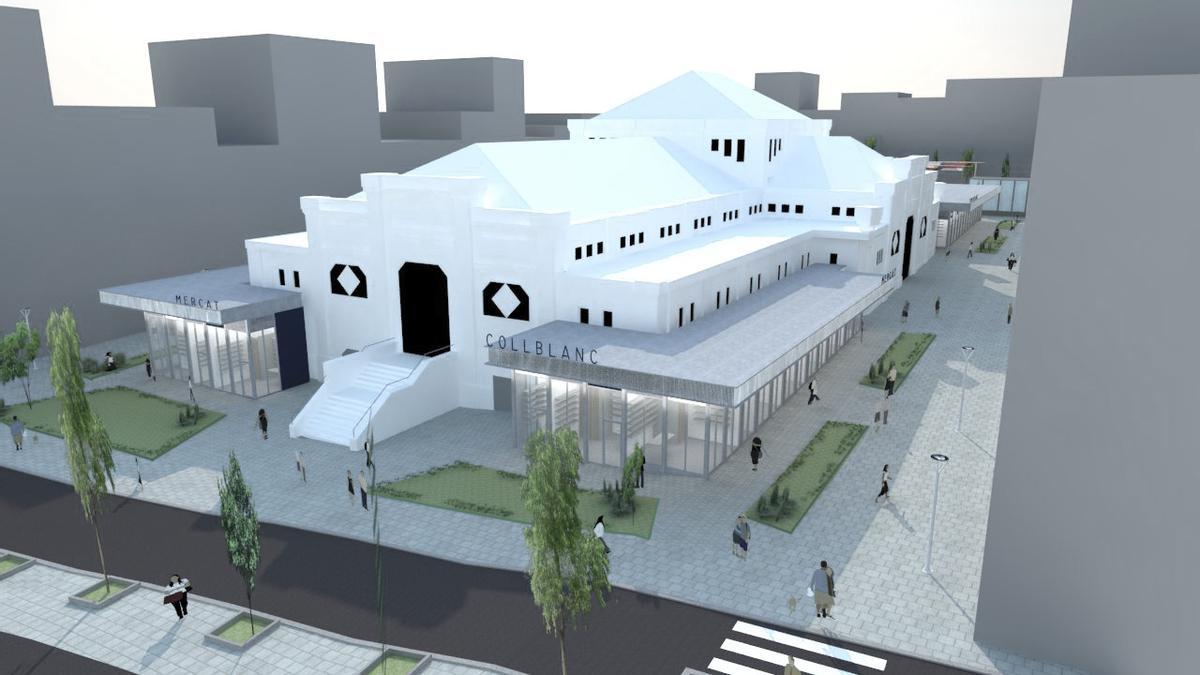 'Render' de la visualización del futuro Mercado de Collblanc de L'Hospitalet.
