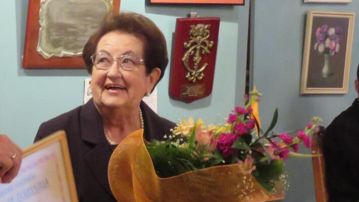 Mari Paz Andréu durante un homenaje en la Sociedad Casino en 2016