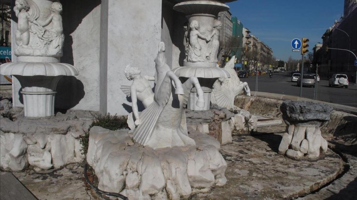 La fuente de Pla de Palau, sin agua, en una imagen de archivo