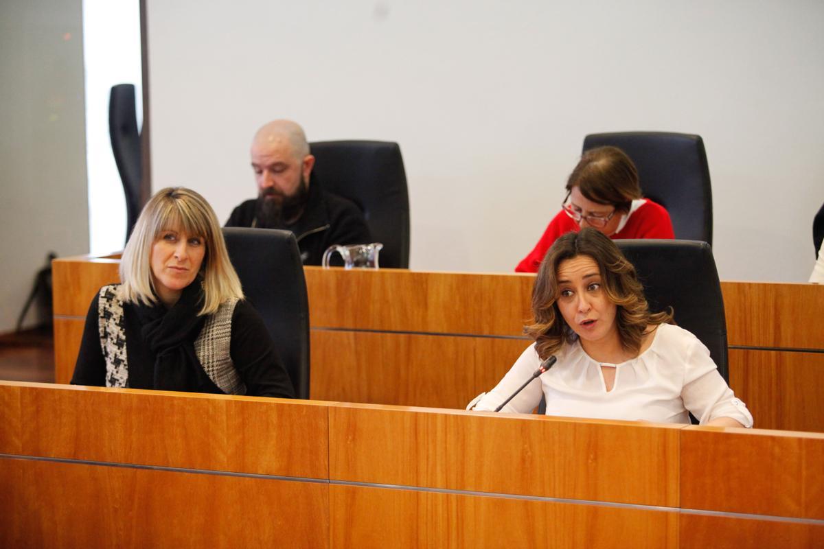 Rosa Rubio, a la derecha, durante un pleno.