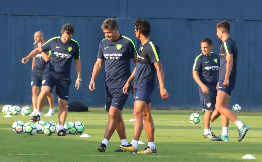 Entrenamiento del Málaga CF tras la derrota en Valencia