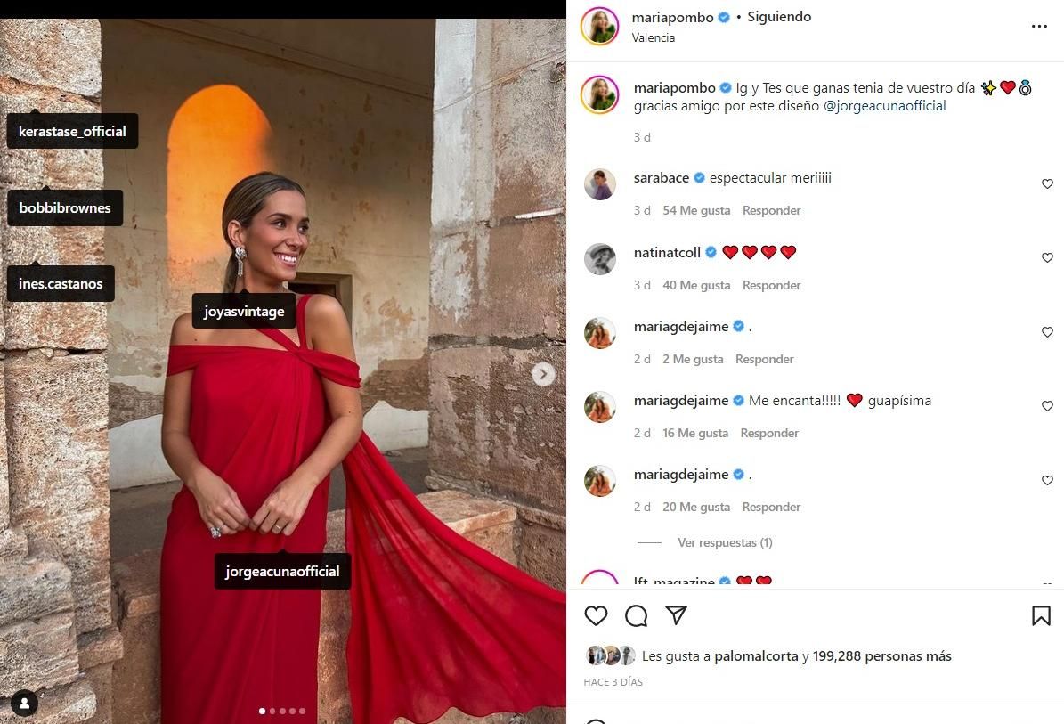 La influencer María Pombo con joyas Del Páramo Vintage.