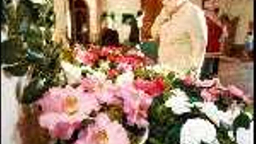 Una mujer observa un conjunto de flores de la exposición. / Jesús de arcos