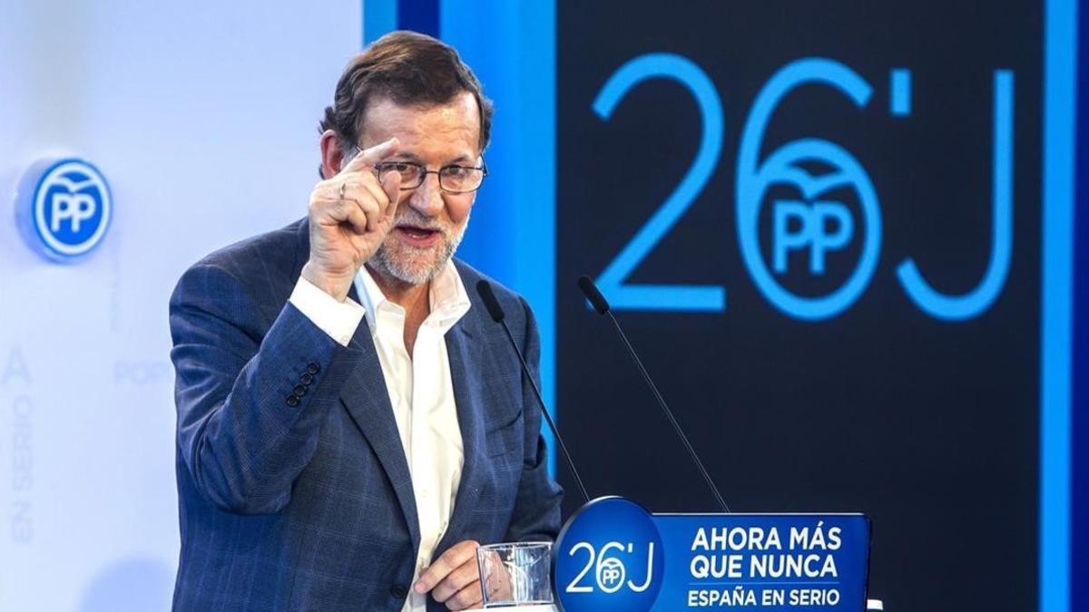 El presidente del Gobierno en funciones, Mariano Rajoy, en un acto en Durango.