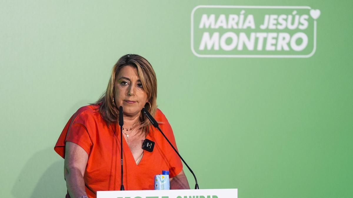 La senadora del PSOE y expresidenta de la Junta de Andalucía, Susana Díaz, durante un acto público de campaña, en una imagen de archivo.