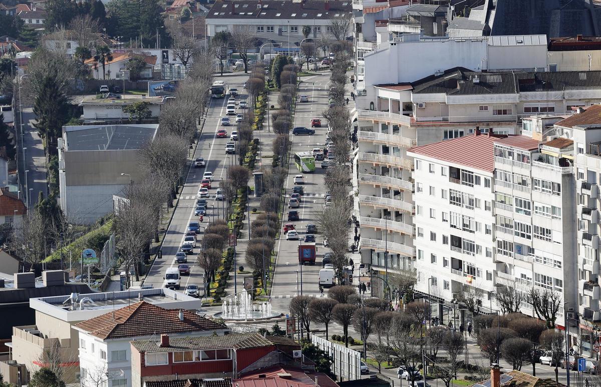 Vista general de un tramo de la Gran Vía de Vigo.
