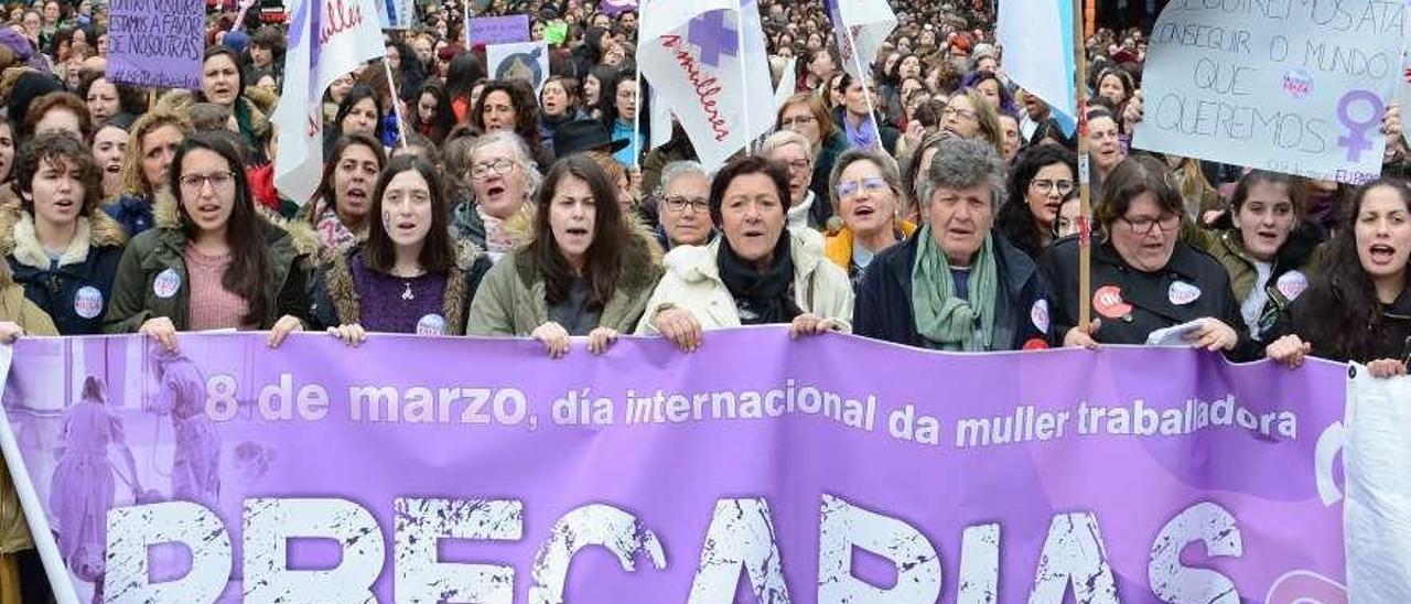 Imagen de la movilización del 8 de marzo de 2019 en la ciudad de Pontevedra. // Gustavo Santos