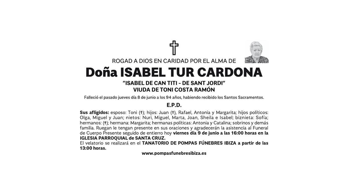 Esquela Isabel Tur Cardona