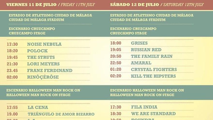 Horarios definitivos de las actuaciones del 101 Sun Festival.