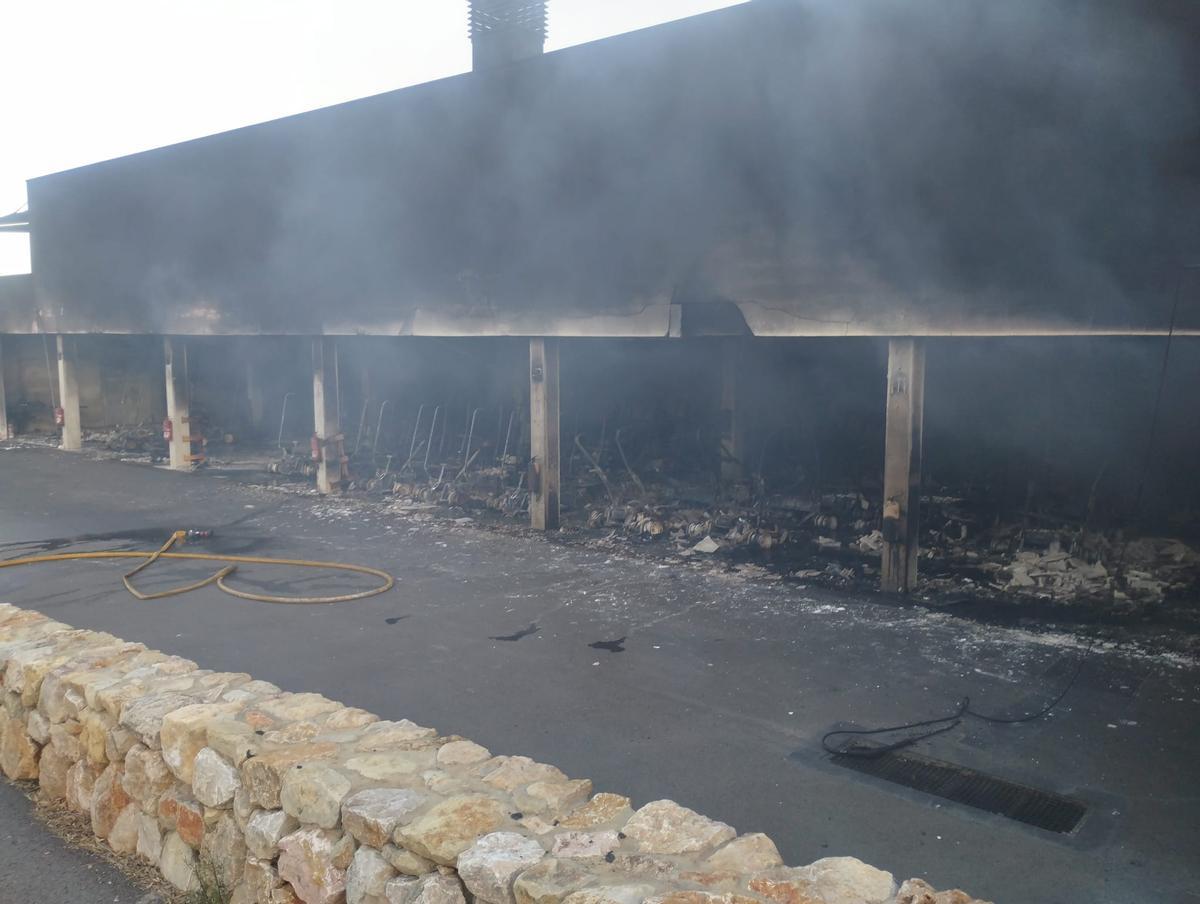 Así ha quedado el garaje de boogies tras el incendio