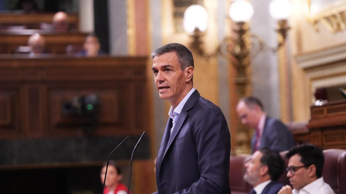 El president del govern espanyol, Pedro Sánchez, en la intervenció al Congrés per donar explicacions sobre els casos de corrupció que esquitxen el PSOE