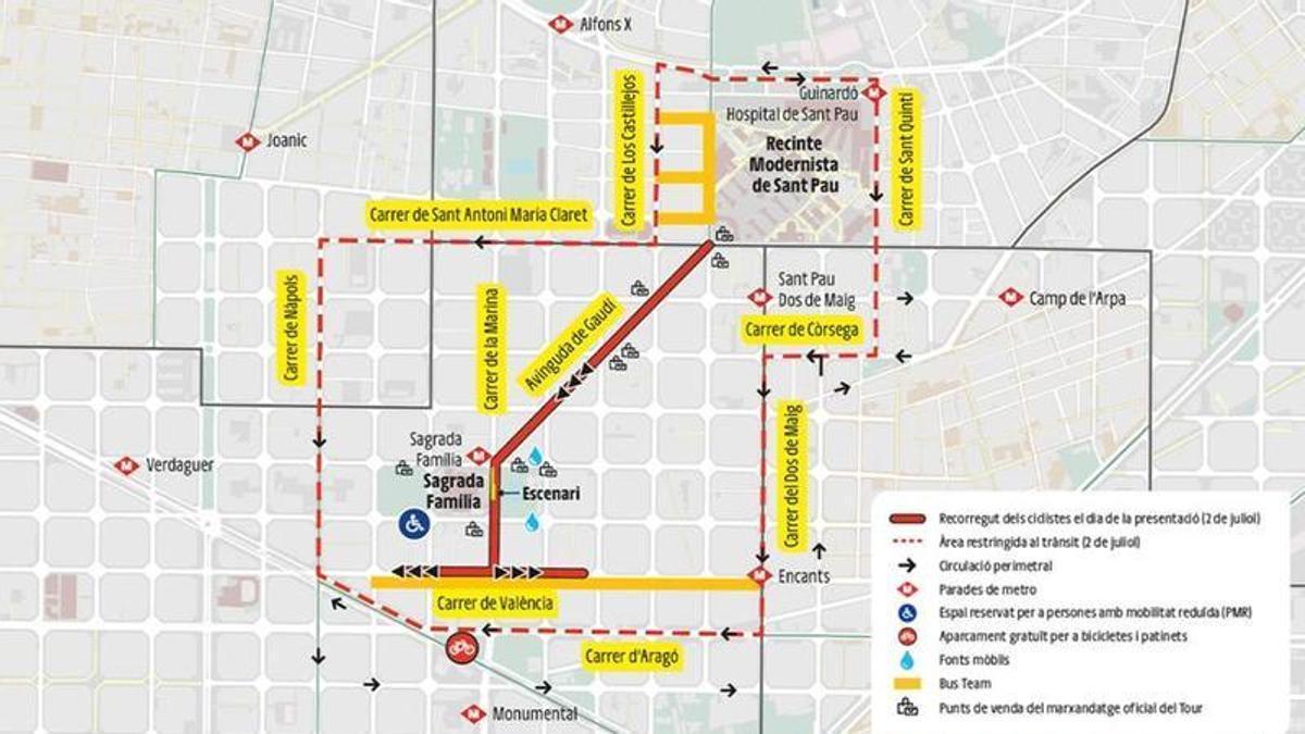 Mapa con las calles afectadas.