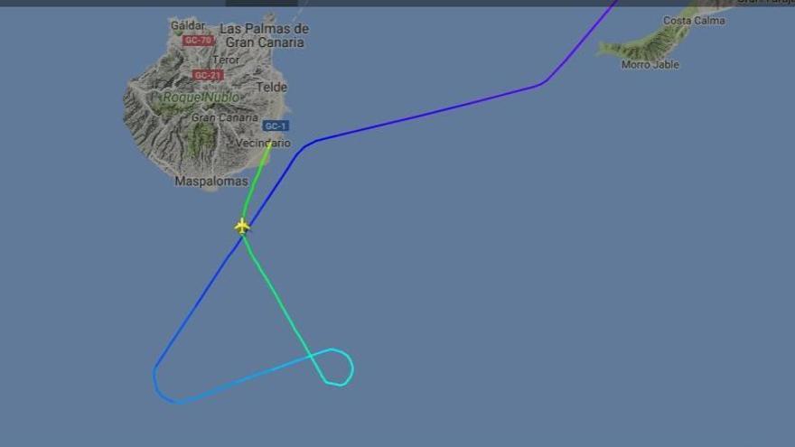 Trayecto que realizó el avión de Ryanair antes de tomar tierra.