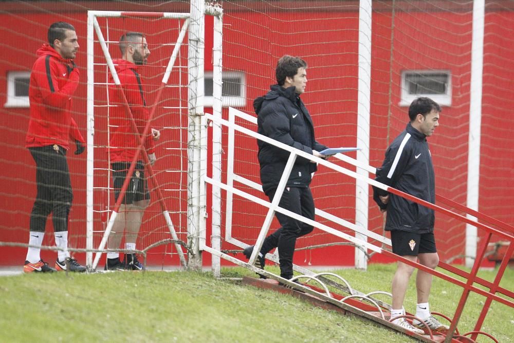 Rubi dirige su primer entrenamiento como técnico del Sporting