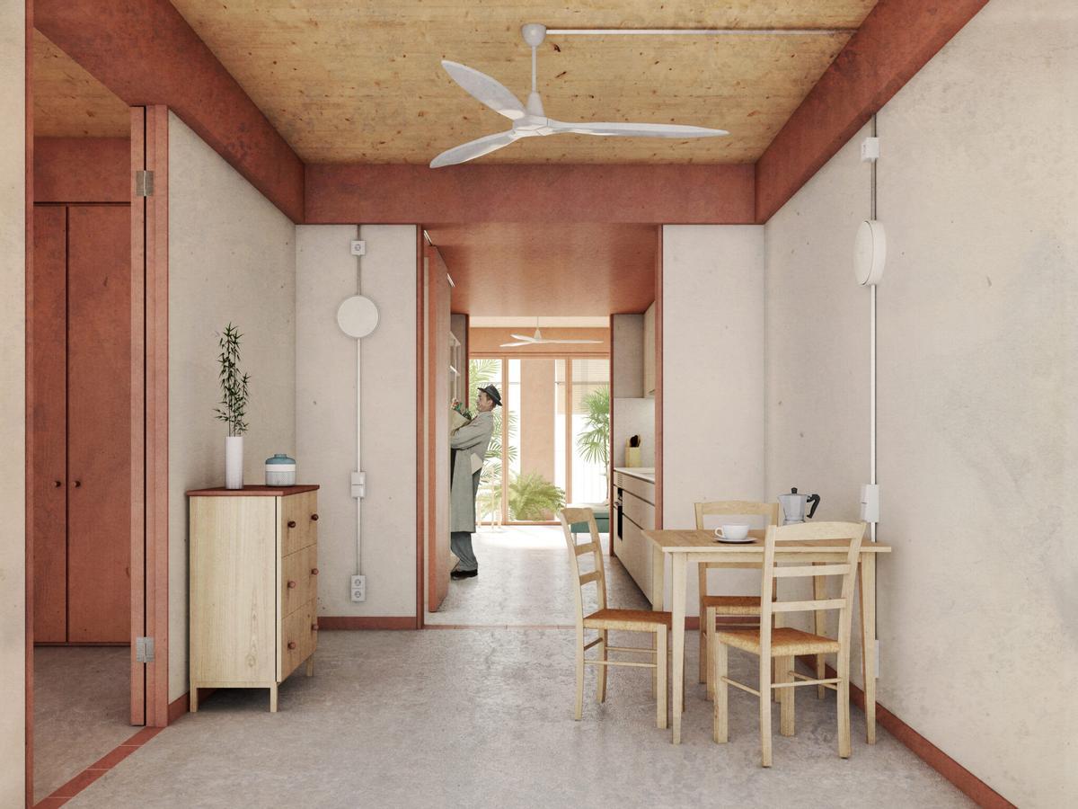 Imagen virtual de una vivienda de la Promoción Social Sant Pau