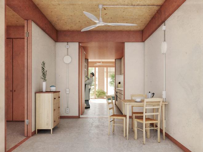 Imagen virtual de una vivienda de la Promoción Social Sant Pau