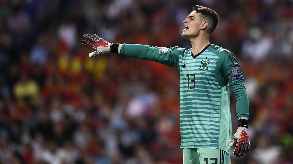 Kepa, durante el partido contra Suecia en el Santiago Bernabéu.