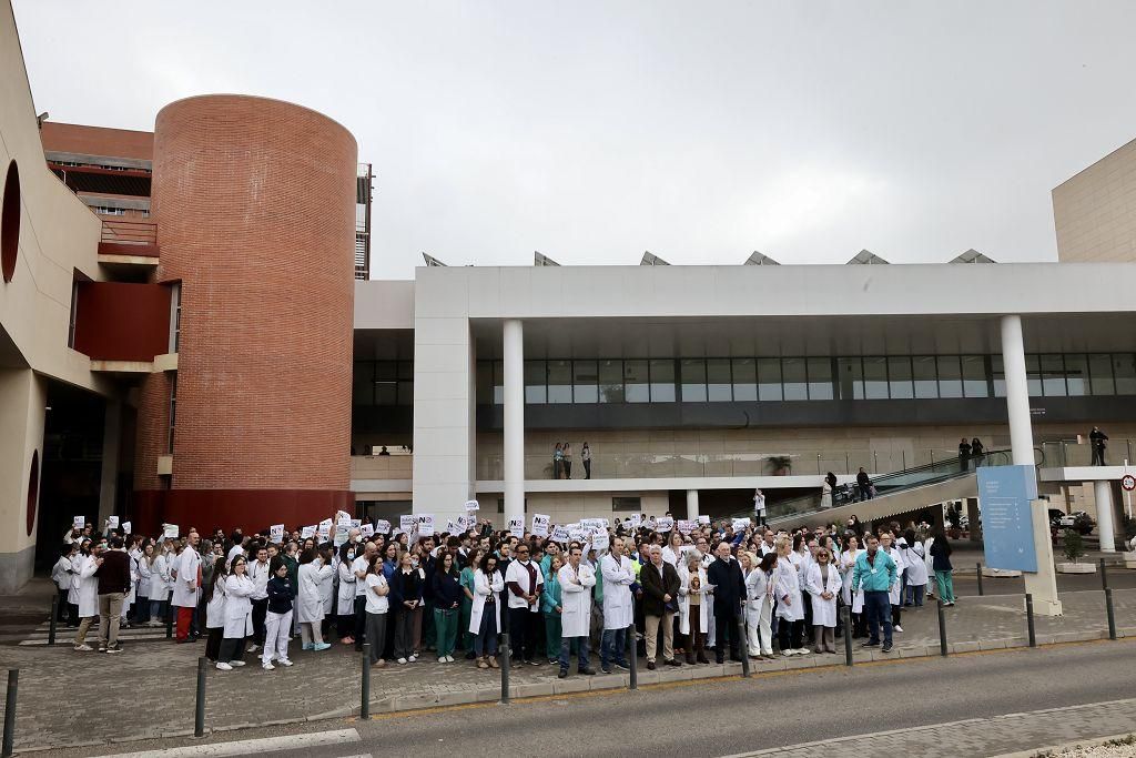 La protesta de los médicos contra el Estatuto Marco de Sanidad a las puertas de la Arrixaca, en imágenes