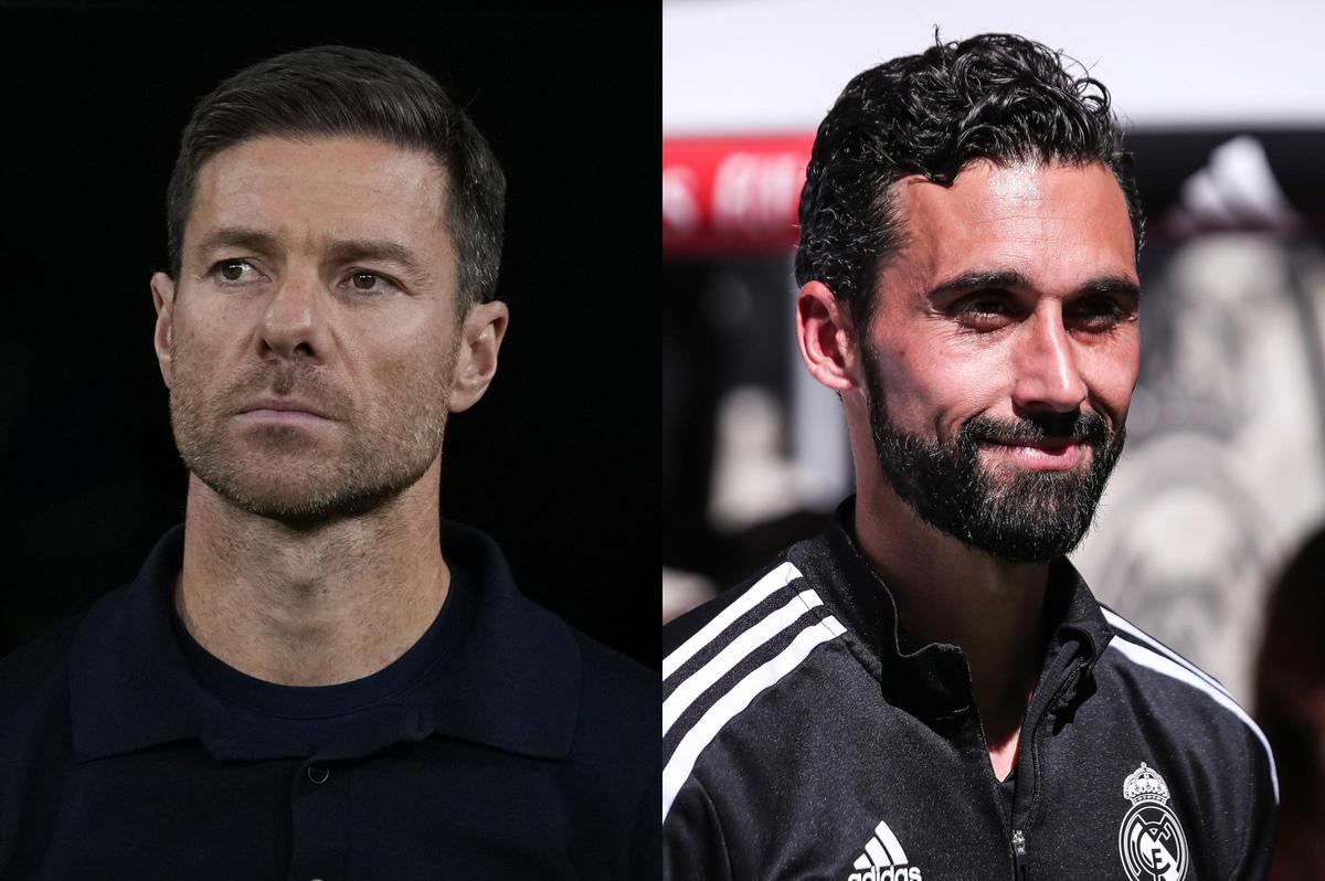 Xabi Alonso (li.) und sein Nachfolger auf der Trainerbank von Real Madrid Álvaro Arbeloa.