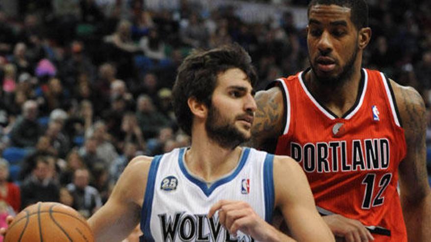 Ricky Rubio durante el partido contra Portland.