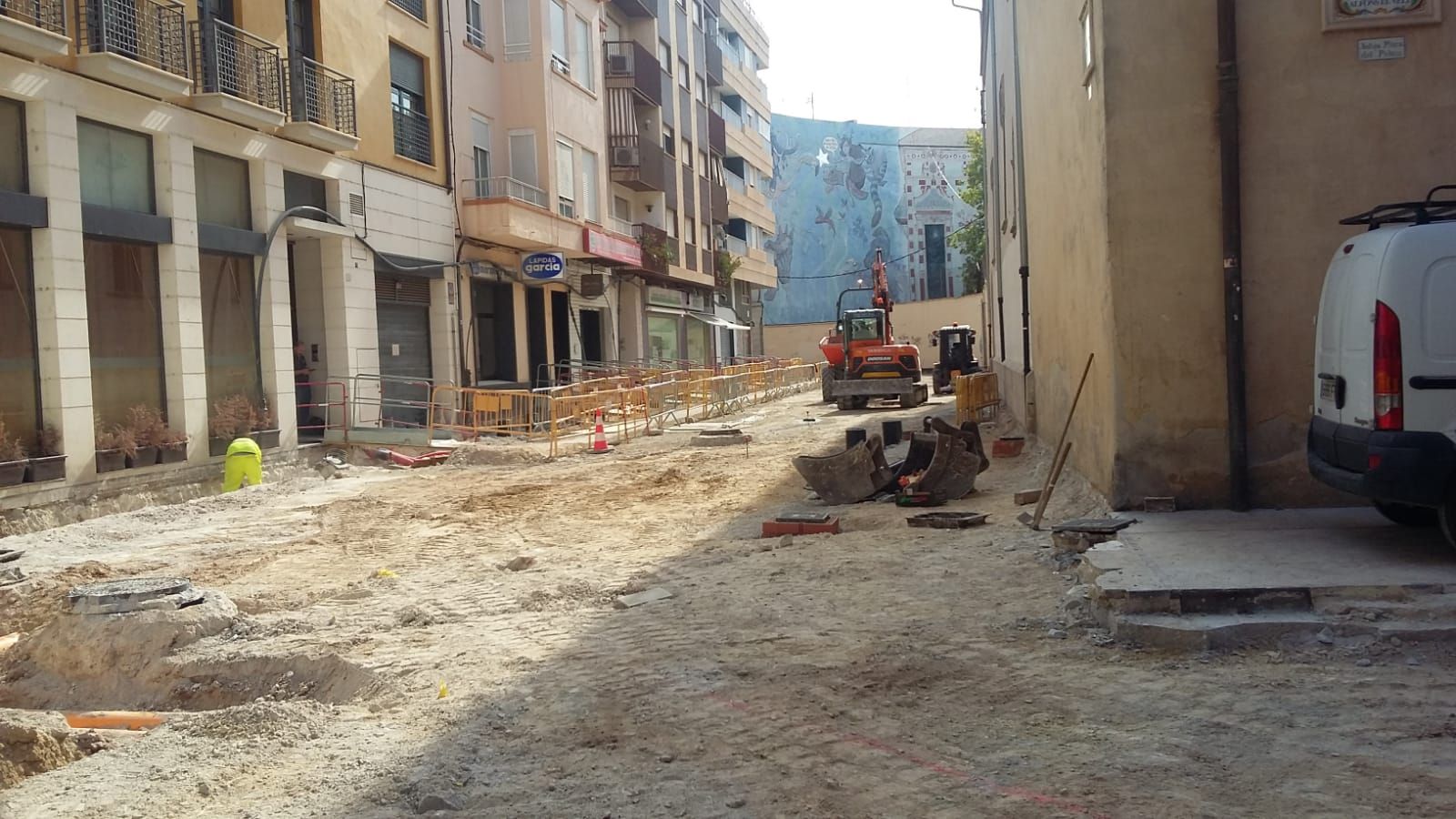 Así están las obras de las calles que rodean el Ayuntamiento de Gandia