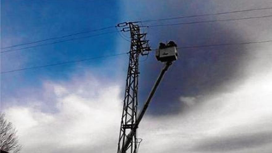 Una de les torres on ha actuat la companyia elèctrica per evitar danys a les aus.