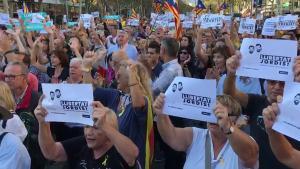 La manifestació en suport a Jordi Sànchez i Jordi Cuixart, el 21 d’octubre a Barcelona.