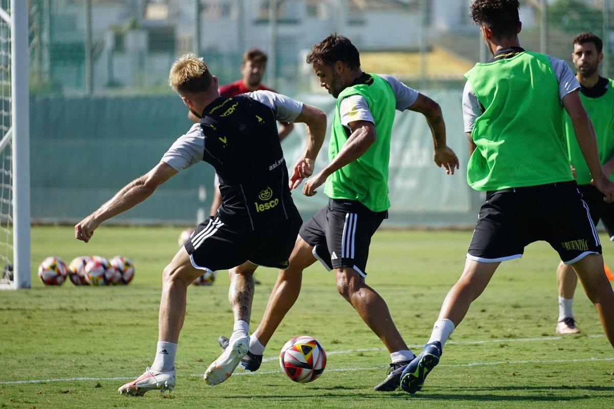 Pedro León, durante el entrenamiento del viernes