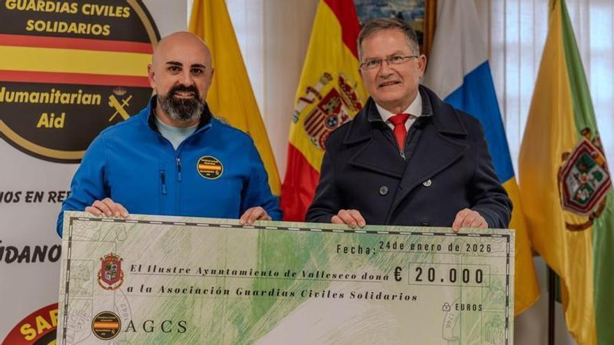 Valleseco otorga 20.000 euros a Guardias Civiles Solidarios para apoyar a los afectados por la DANA en Valencia