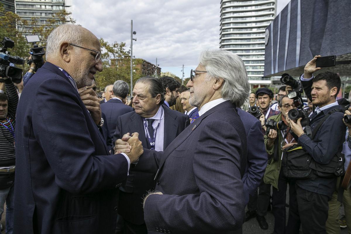 Juan Roig, presidente  Mercadona y Josep Sánchez i Llibre Presidente del Foment del Treball en el acto celebrado hoy en Barcelona.
