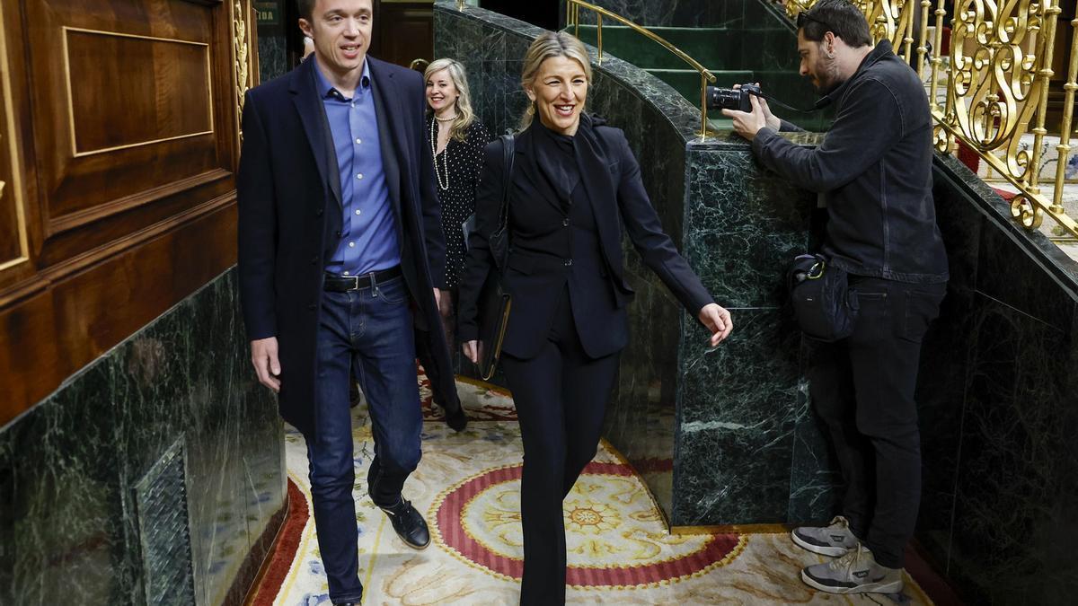 Yolanda Díaz e Iñigo Errejón, en un Pleno del Congreso.