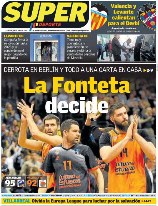 Portada SUPERDEPORTE sábado 13 de abril de 2019.