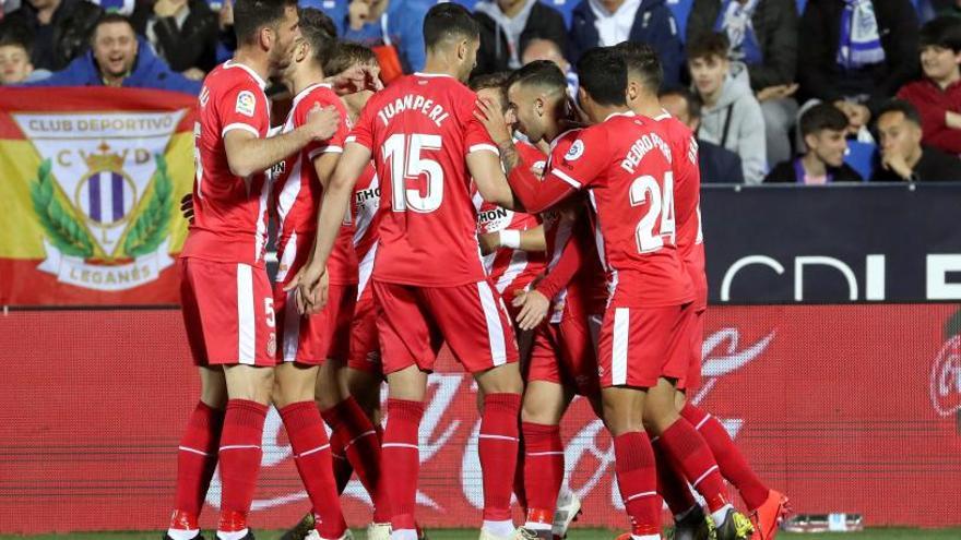 Els gironins celebren un gol davant el Leganés