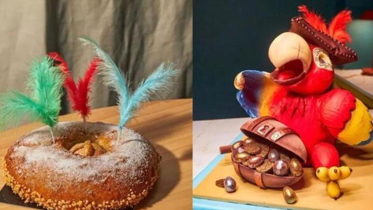 La mona de L'Espiga d'Or (Vilanova i la Geltrú) i la de chocolata, de La Colmena (Barcelona)