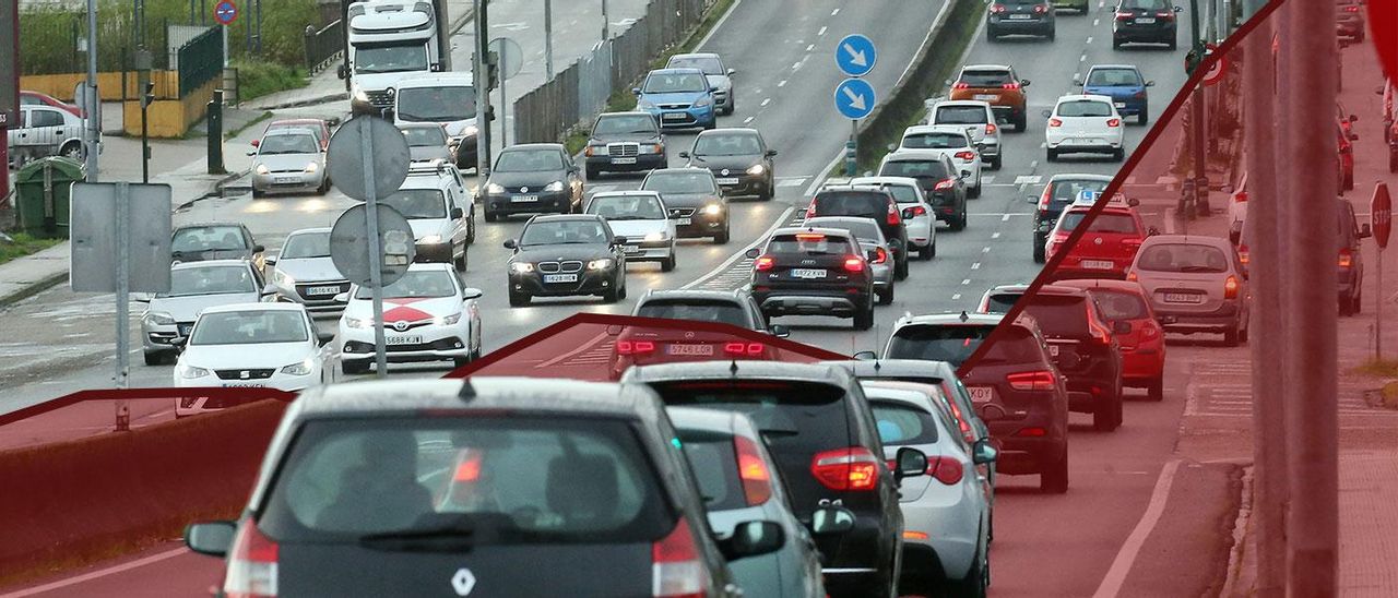 Un atasco en la Avenida de Madrid