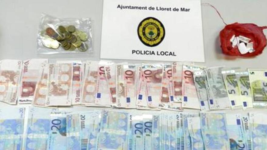 Els diners i la droga comissades al ciutadà britànic que els agents van detenir la setmana passada a l&#039;avinguda Just Marlés de Lloret de Mar | Policia Local de Lloret de Mar