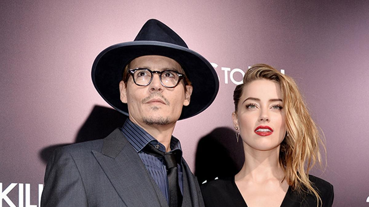 Johnny Depp y Amber Heard en una premiere en Los Ángeles