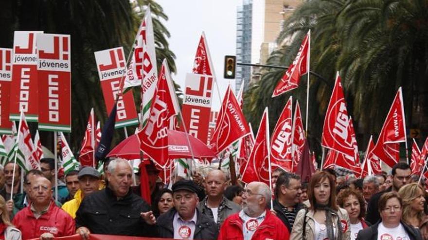 La cabecera de la manifestación de esta mañana.