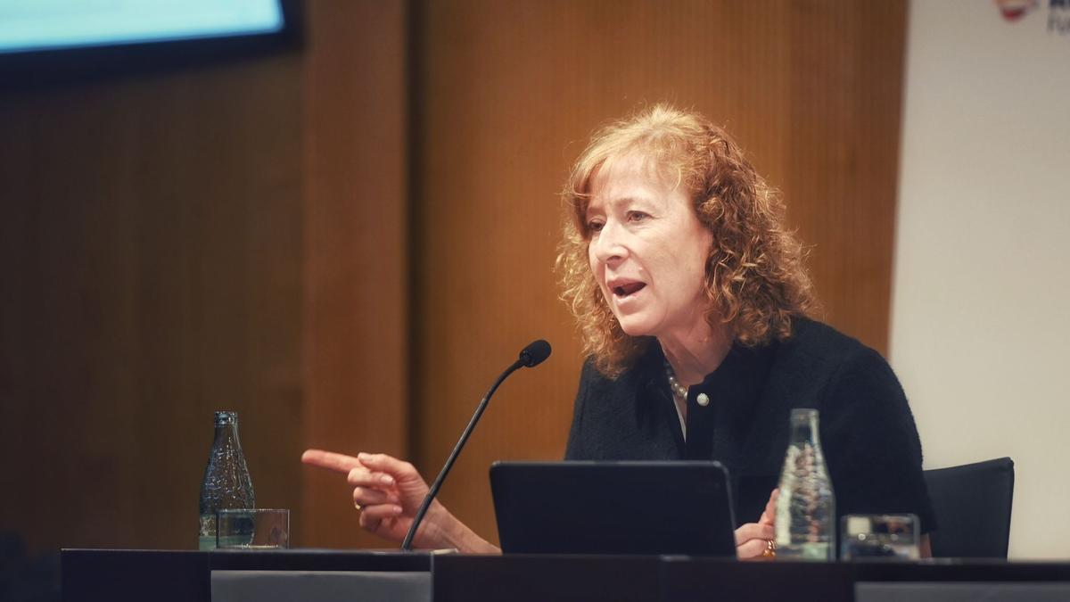 La subgobernadora del Banco de España, Margarita Delgado, durante una intervención en el foro de Funseam en Barcelona
