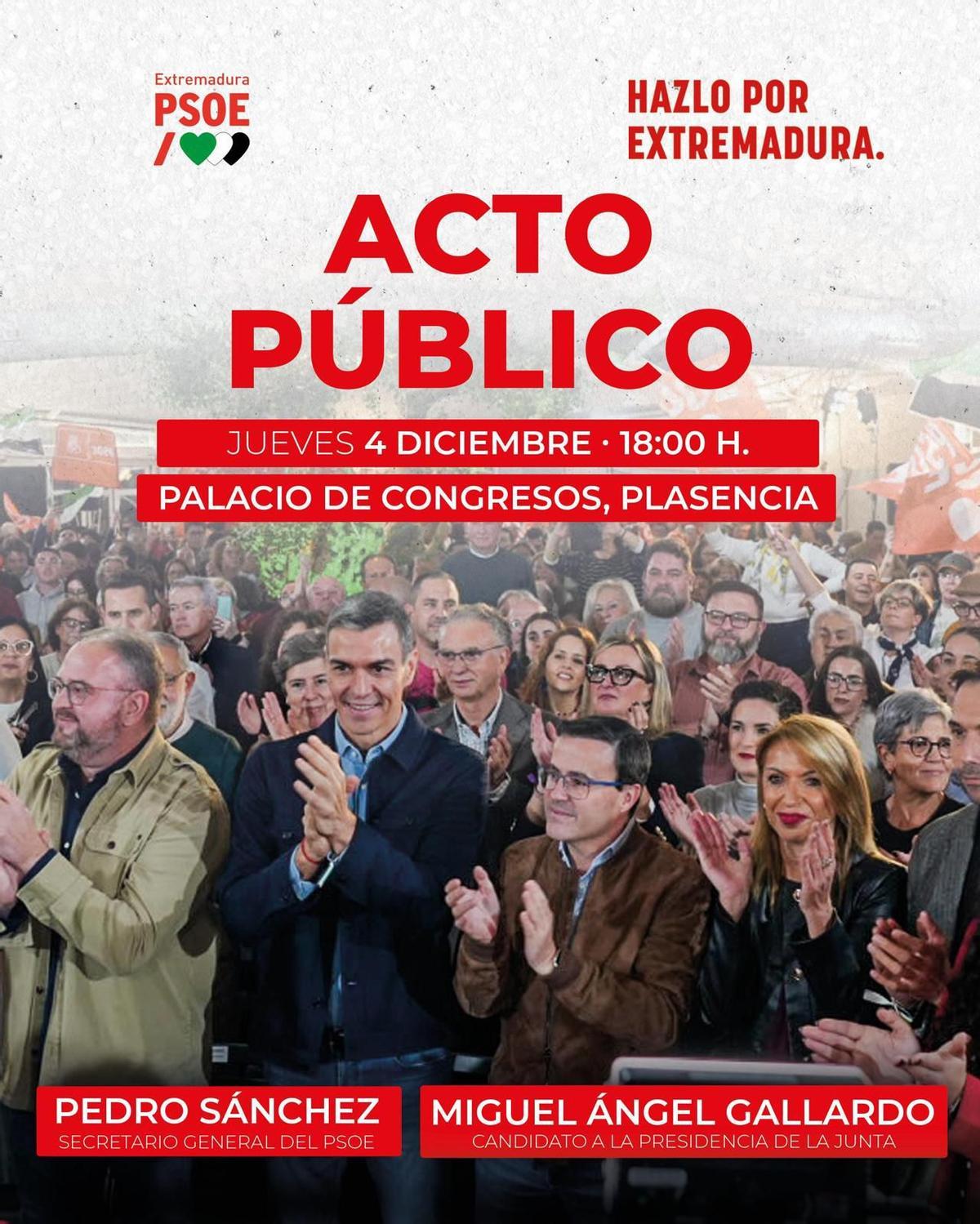Pedro Sánchez participará en un acto público en Plasencia por el 21D.