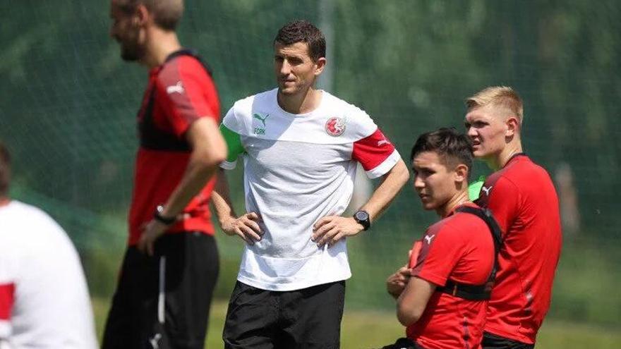 Gracia, durante el primer entrenamiento en su nuevo club.