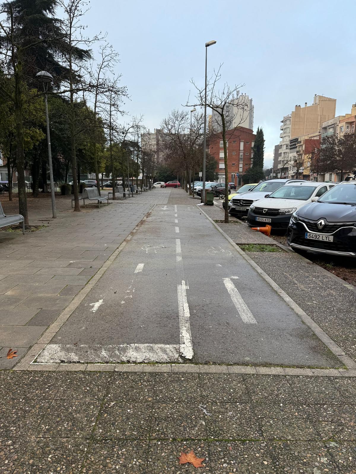 El carril bici del carrer Joaquím Vayreda.