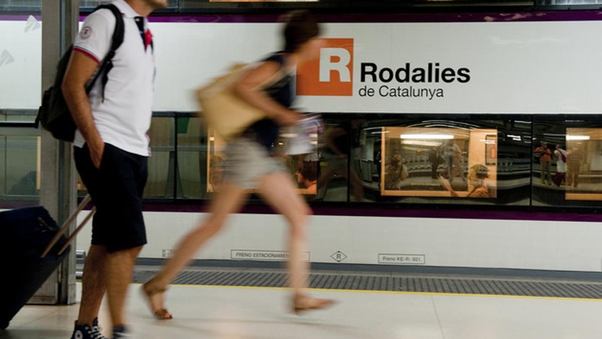 Vagón de Rodalies en la estación de Sants de Barcelona.