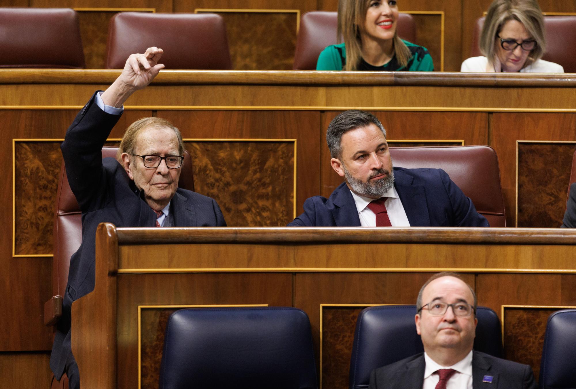 Ramón Tamames, en un momento de la segunda jornada de la moción de censura.