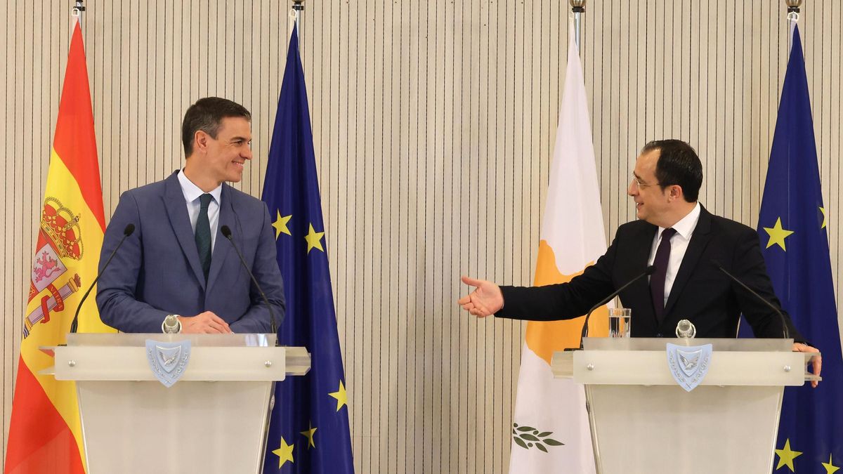 El presidente del Gobierno, Pedro Sánchez, durante su visita en Chipre.