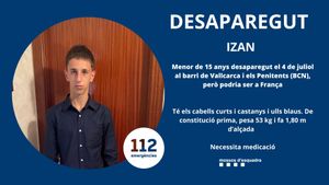 Llamamiento de los Mossos para encontrar a Izan, desaparecido en Barcelona