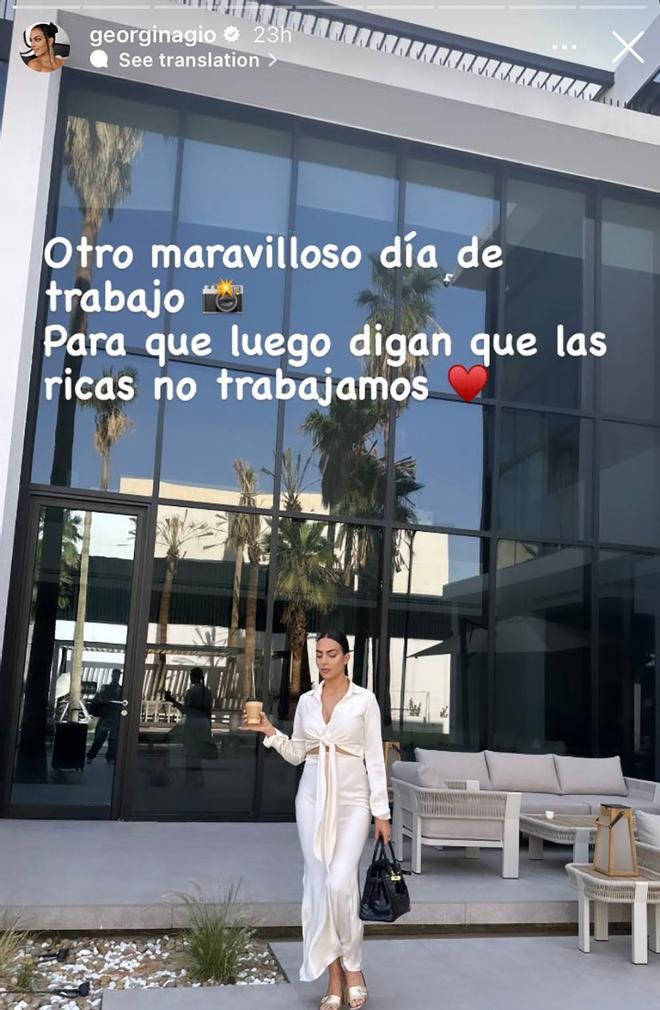 Georgina Rodriguez, en un historia de Instagram