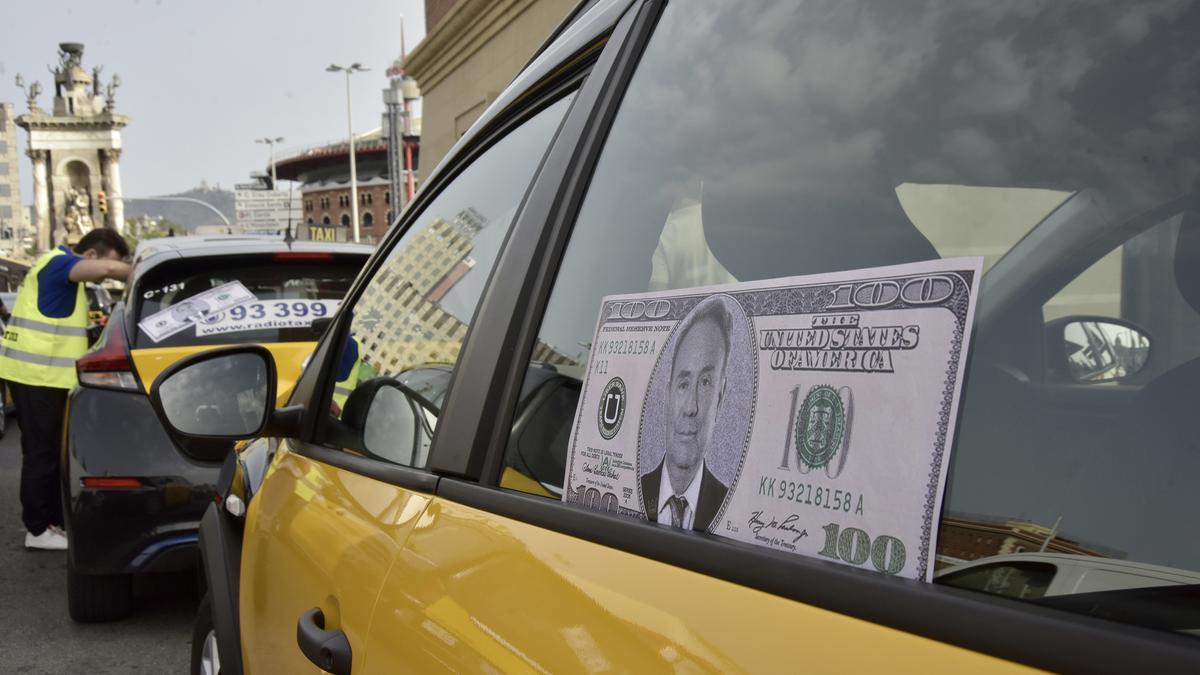 Protesta de los taxistas el año pasado en Barcelona