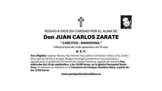 Esquela Juan Carlos Zarate